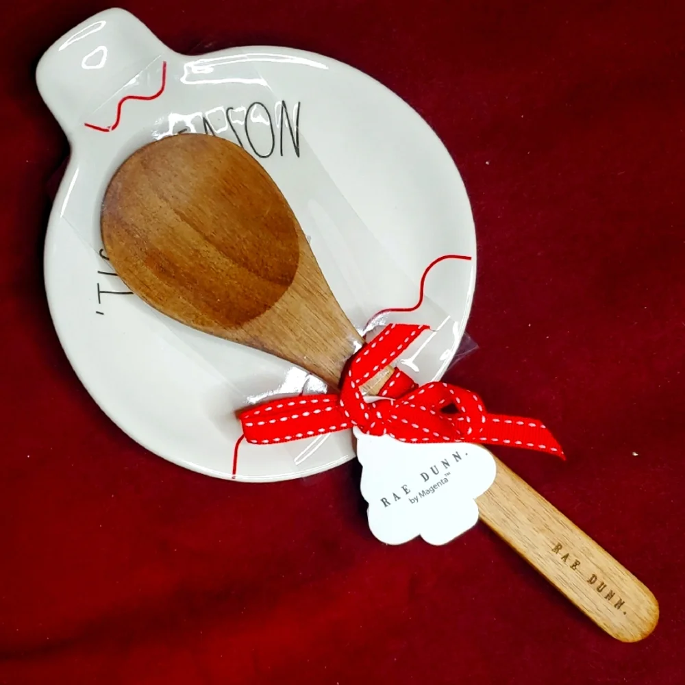 Rae Dunn‎ Wooden Spoon and Ceramic Holder Set
